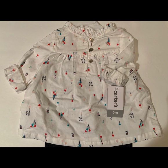Carters, Infant Girls, White Print Top w Leggings - Picture 2 of 5